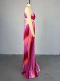 Sweet Strapless Lace-up Pleated Maxi Dress