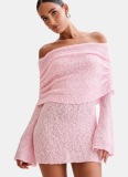 Sexy Hollow Long-sleeved One-shoulder Dress