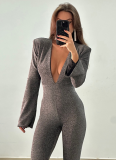 Sexy V-neck Slim Fit Backpack Hip Women's Jumpsuit