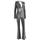 Sexy V-neck Slim Fit Backpack Hip Women's Jumpsuit