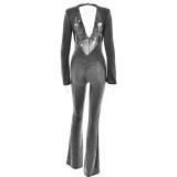 Sexy V-neck Slim Fit Backpack Hip Women's Jumpsuit