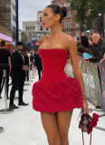 Sexy Three-dimensional Floral Texture Tube Top Dress