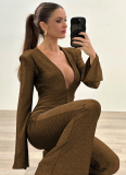Sexy V-neck Slim Fit Backpack Hip Women's Jumpsuit