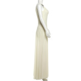 2025 New Sexy Slim V-neck Backless Suspender Long Mesh Dress