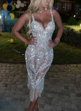 Sexy Deep V Long Sleeve Sequin Dress