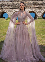 Fashionable Mesh Tassel Sequin Evening Dress
