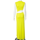 Sexy Deep V Hollow Slit Slim Long Dress