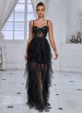 Fashionable Butterfly Sequin Spliced ​​Mesh Evening Dress