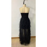 Fashionable Butterfly Sequin Spliced ​​Mesh Evening Dress