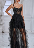 Fashionable Butterfly Sequin Spliced ​​Mesh Evening Dress