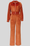 Winter Casual Velvet Long Sleeve Zipper Jacket Elastic Waist Trousers Sports Two-Piece Set