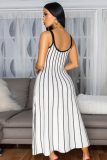 Fashion Contrast Color Backless Sleeveless Slim Suspender Striped Dress