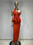 Sexy High-end Halter Neck Bandage Hip Wrap Dress