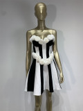 2025 Sexy Bandage Dress Tube Top Flower Stripe Party Skirt