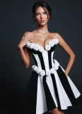 2025 Sexy Bandage Dress Tube Top Flower Stripe Party Skirt
