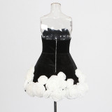 2025 Spring New Princess Style Tube Top Three-dimensional Flower Dress