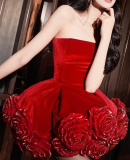 2025 Spring New Princess Style Tube Top Three-dimensional Flower Dress