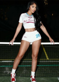 Sexy Hot Girl Short-sleeved Top T-shirt Shorts Suit