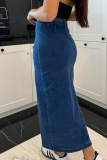 Button Irregular Slit Half-Length Denim Skirt High Waist Sexy Slim Hip Skirt