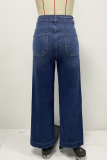 Spring New Lace-Up Stretch Jeans Straight Wide-Leg Trousers