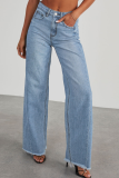 New Washed Loose Casual Straight Wide-Leg Denim Mopping Pants
