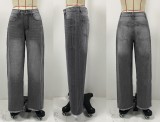 New Washed Loose Casual Straight Wide-Leg Denim Mopping Pants
