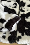 Faux Fur Coat Women's Cow Printed Casual Zipper Jacket Plush and Warm