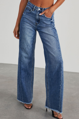 New Washed Loose Casual Straight Wide-Leg Denim Mopping Pants