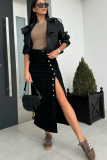 Button Irregular Slit Half-Length Denim Skirt High Waist Sexy Slim Hip Skirt