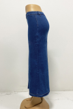 Button Irregular Slit Half-Length Denim Skirt High Waist Sexy Slim Hip Skirt