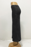 Button Irregular Slit Half-Length Denim Skirt High Waist Sexy Slim Hip Skirt