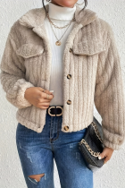 Khaki Lapel Long Sleeve Loose Single-Breasted Fashionable And Simple Short Double-Faced Velvet Jacket