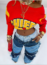 Casual Letter Contrast Sweater Hot Girl Crop Top