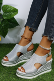 Roman Style Wedge Thick Bottom Hollow Fish Mouth Sandals Women'S High Heel Sandals