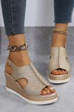 Roman Style Wedge Thick Bottom Hollow Fish Mouth Sandals Women'S High Heel Sandals