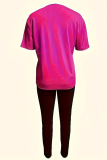 Fashion Letter Sports Women's Printed Casual Tops T-shirt Tights Two-piece Set