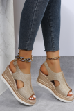 Roman Style Wedge Thick Bottom Hollow Fish Mouth Sandals Women'S High Heel Sandals