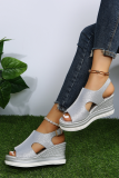 Roman Style Wedge Thick Bottom Hollow Fish Mouth Sandals Women'S High Heel Sandals