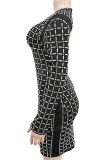 Fashion Women'S Sexy Backless Short Skirt Hot Diamond Long Sleeve Dress