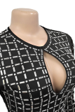 Fashion Women'S Sexy Backless Short Skirt Hot Diamond Long Sleeve Dress
