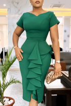 Fashionable Temperament Elegant Ruffle Dress