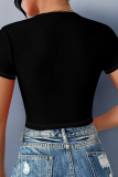 Women'S Casual Sexy Lace-Up Solid Color Top