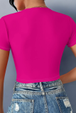 Women'S Casual Sexy Lace-Up Solid Color Top