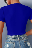 Women'S Casual Sexy Lace-Up Solid Color Top