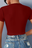 Women'S Casual Sexy Lace-Up Solid Color Top