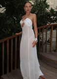 New Mesh See-through Drawstring Backless Sexy Dress