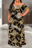 Fashionable And Elegant Casual Large Size Loose Shoulder Stitching Dress