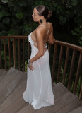 New Mesh See-through Drawstring Backless Sexy Dress