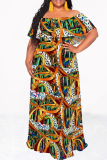 Fashionable And Elegant Casual Large Size Loose Shoulder Stitching Dress