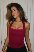 Hot Girl Vest Sexy Slim Lace Halter Neck Daily Versatile Suspender Top